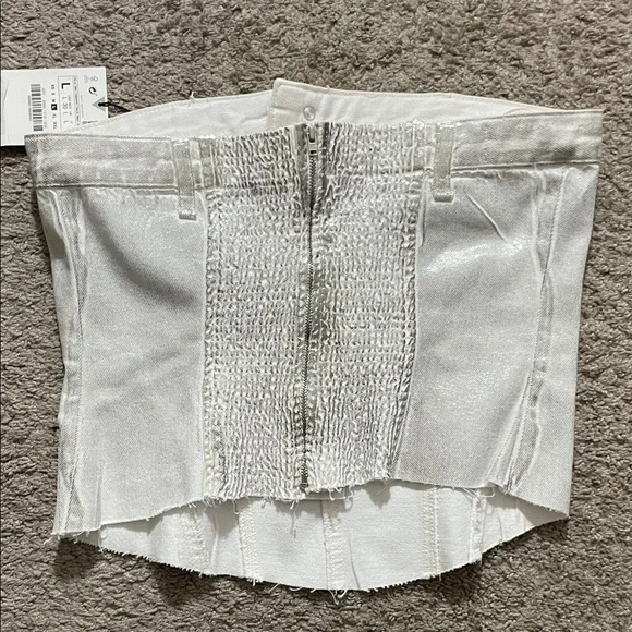 Zara Shiny Silver Denim Corset - Picture 2 of 2